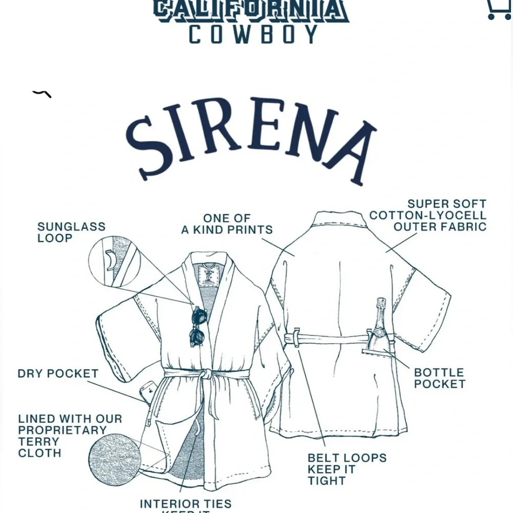 California Cowboy La Sirena Women’s Retro Geometric Patterned Robe - Picture 9 of 12